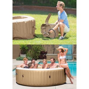 Intex: PureSpa: Sahara Tan Inflatable Hot Tub Set – 6 Person – 85″ Round Outdoor Heated Bubble Spa, Jet Massage, Cover, Hard Water Treatment System - Image 7