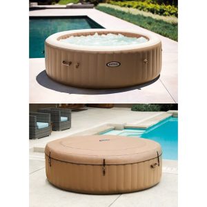 Intex: PureSpa: Sahara Tan Inflatable Hot Tub Set – 6 Person – 85″ Round Outdoor Heated Bubble Spa, Jet Massage, Cover, Hard Water Treatment System - Image 8